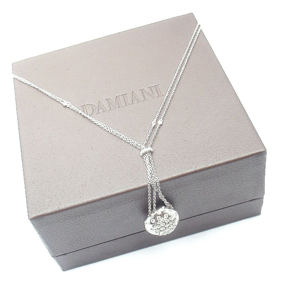 Authentic Damiani 18k White Gold Diamond Drop Cluster Pendant Necklace - Picture 11 of 12